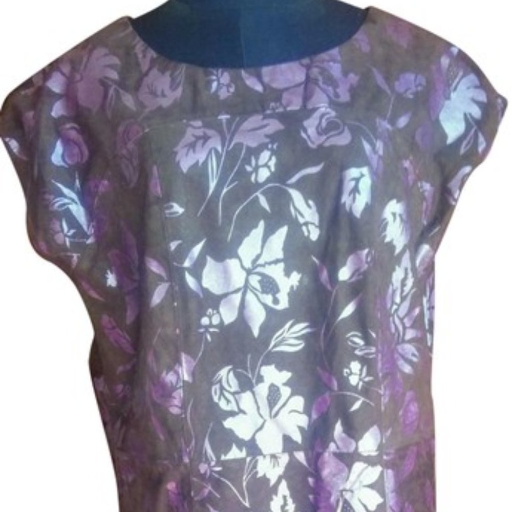 Printed suede shift dress
